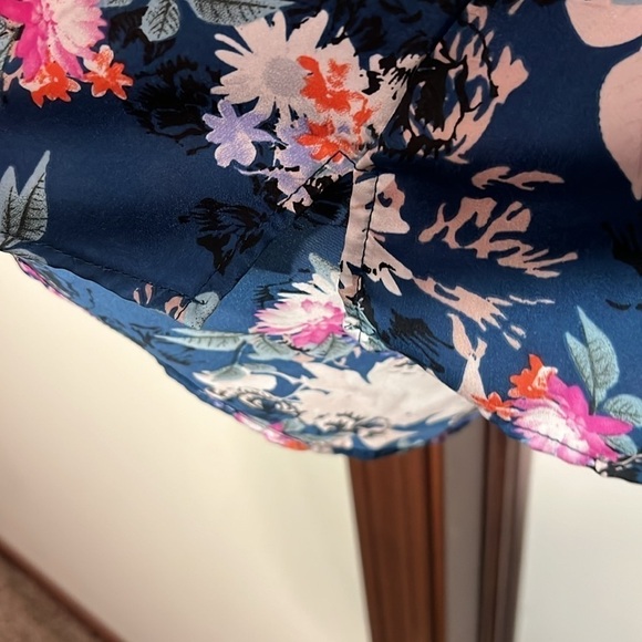 Promod Camisole Lingerie Style Y2K Size 8 Satin Lace Blue Floral EURO 40​​​​ - Picture 4 of 8